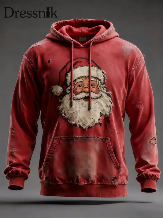 Herren Weihnachts druck Casual Hoodie Rot / S