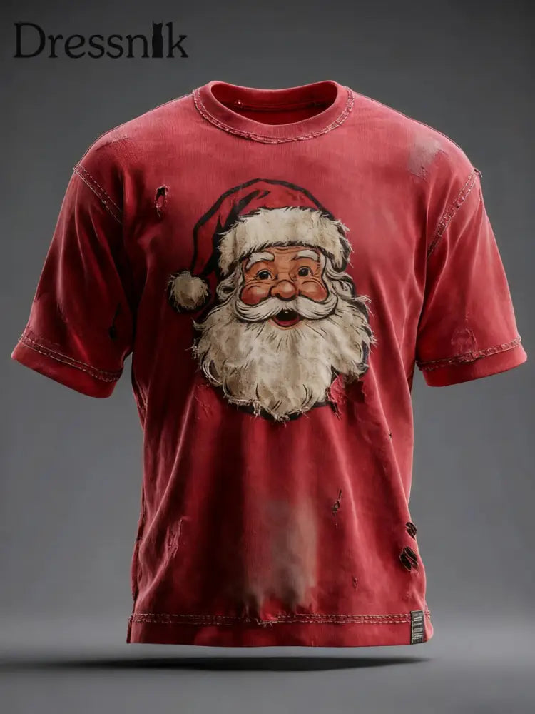 Herren-Weihnachts druck Freizeit-T-Shirt Rot / S