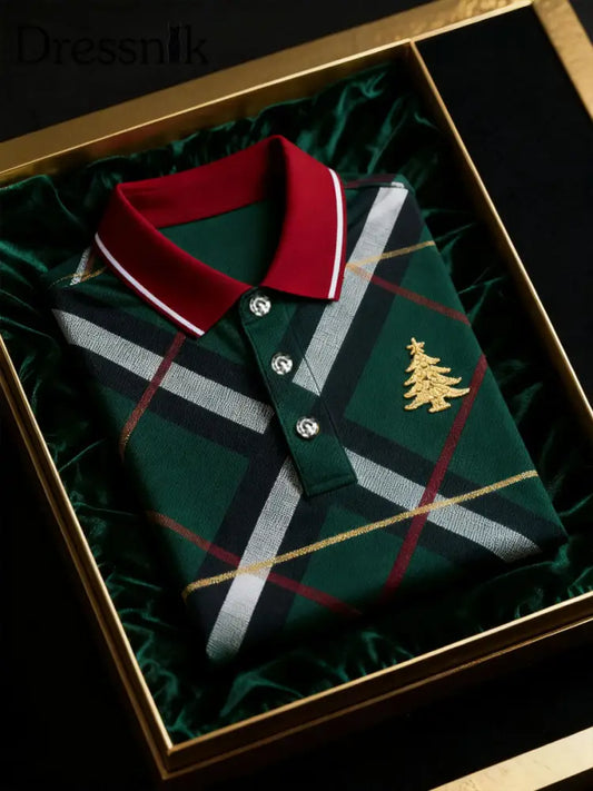 Herren Weihnachts geschäft Kunst Bedrucktes Hemd Dunkelgrün / S