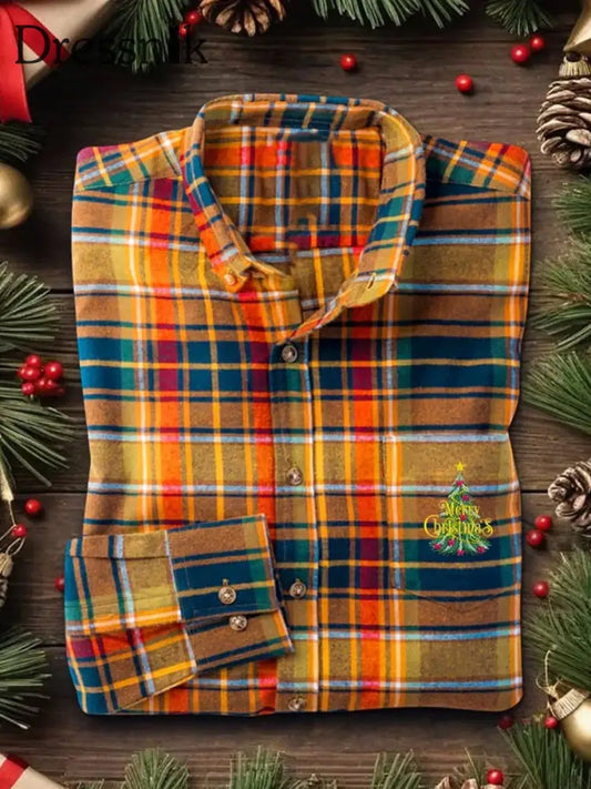 Herren Weihnachts geschäft Kunst Bedrucktes Hemd Orange / S