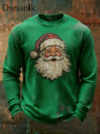 Herren Weihnachts mann bedrucktes lässiges Top Grün / S