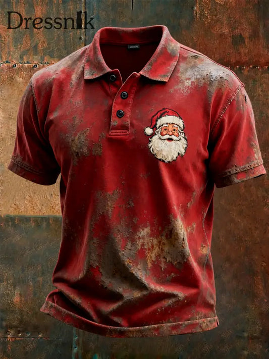 Herren Weihnachts mann bedrucktes lässiges Top Rot / S