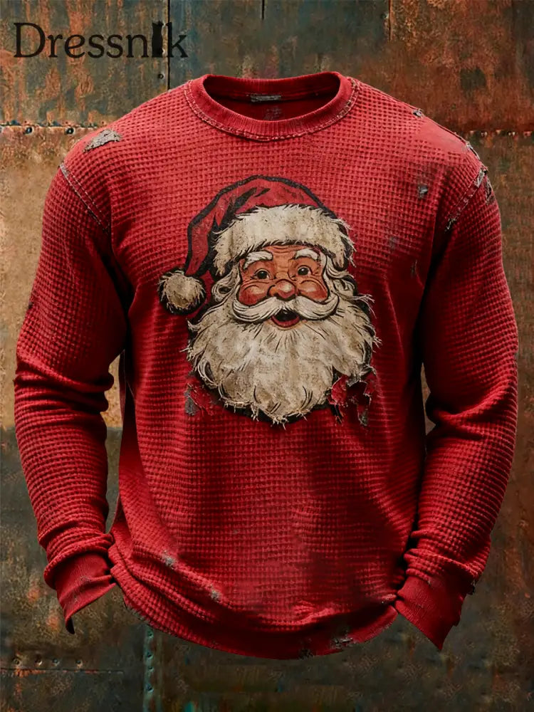 Herren Weihnachts mann bedrucktes lässiges Top Rot / S