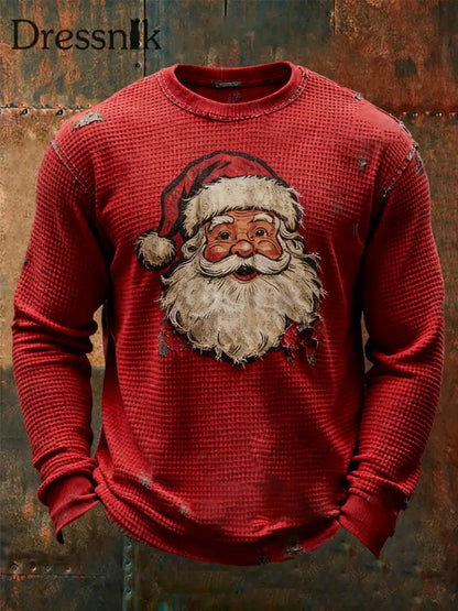 Herren Weihnachts mann bedrucktes lässiges Top Rot / S