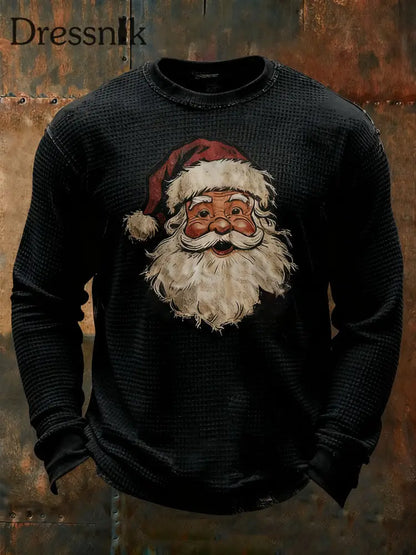 Herren Weihnachts mann bedrucktes lässiges Top Schwarz / S