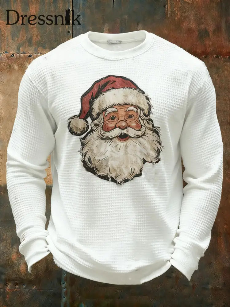 Herren Weihnachts mann bedrucktes lässiges Top Weiß / S