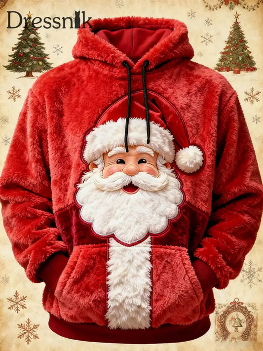 Herren Weihnachts weihnachts mann Kunst Übergroße Schulter Hoodie mit Taschen Rot / S
