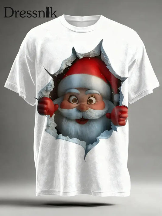 Herren Weihnachts mann Kunstdruck Lässiges Kurzarm-T-Shirt Weiß / S