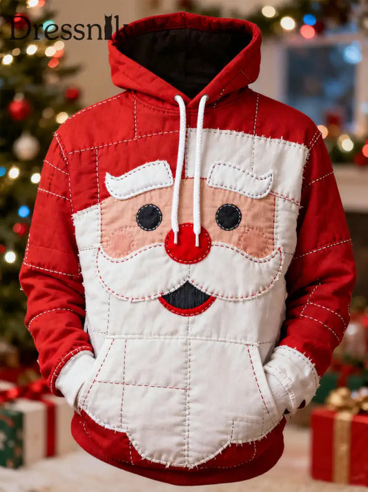 Herren Weihnachts weihnachts mann Patchwork Print Casual Hoodie Rot / S