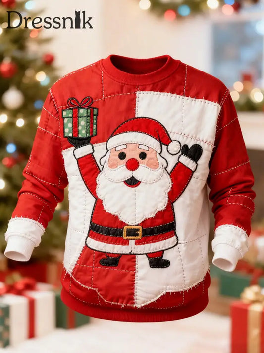 Herren Weihnachts weihnachts mann Patchwork Print Casual Sweatshirt Rot / S