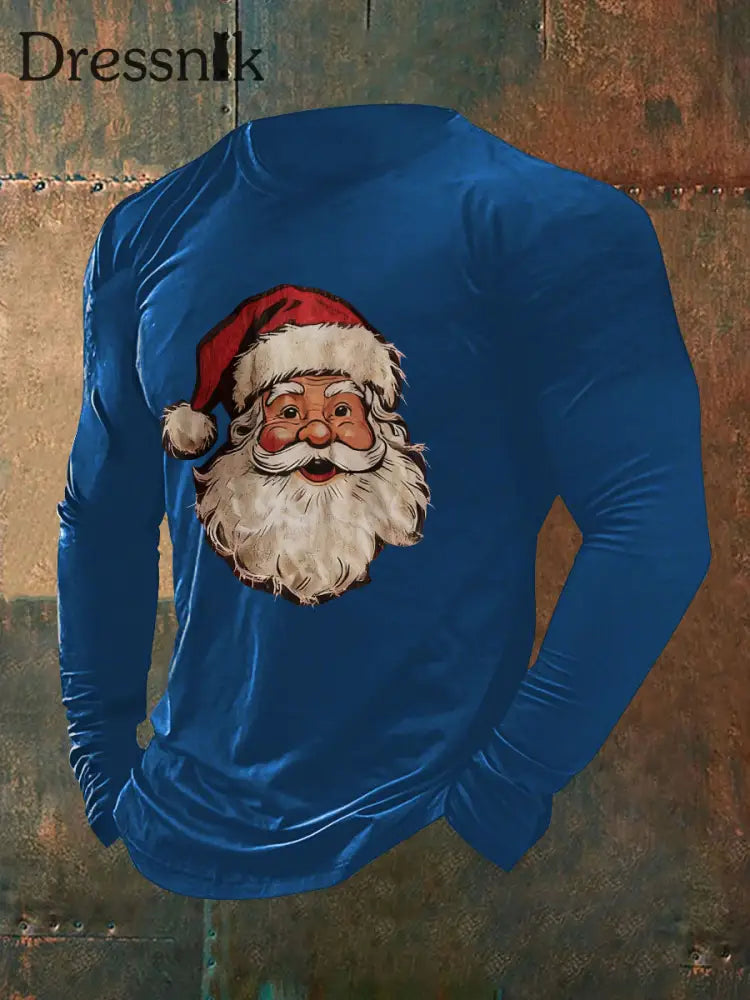Herren Weihnachts mann Print Casual T-Shirt Blau / S