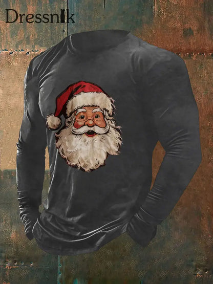 Herren Weihnachts mann Print Casual T-Shirt Dunkelgrau / S