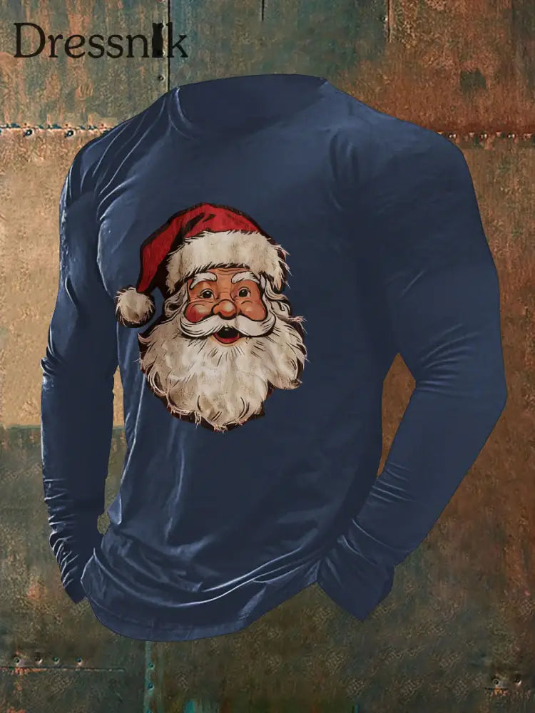 Herren Weihnachts mann Print Casual T-Shirt Marineblau / S