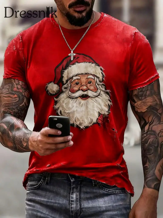 Herren Weihnachts mann Print Casual T-Shirt Rot / S