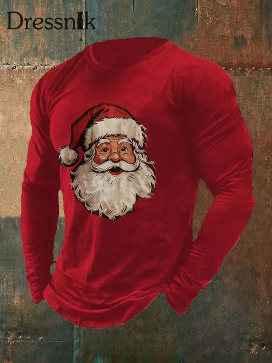 Herren Weihnachts mann Print Casual T-Shirt Rot / S