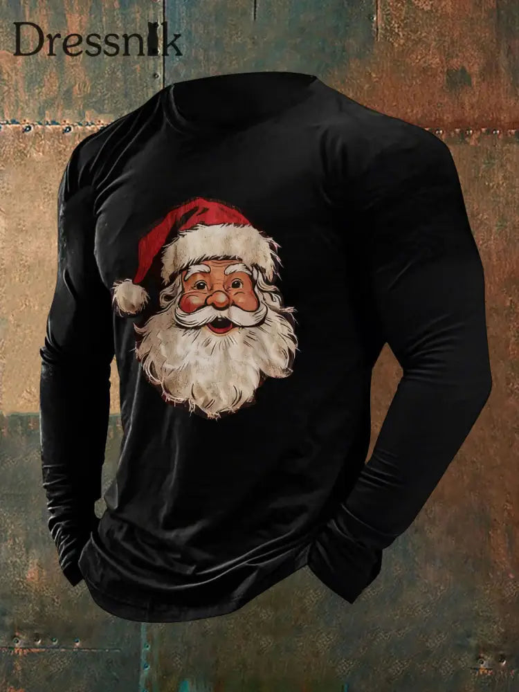 Herren Weihnachts mann Print Casual T-Shirt Schwarz / S
