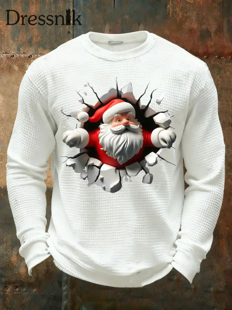 Herren Weihnachts-Waffel-Freizeit-T-Shirt Weiß / S