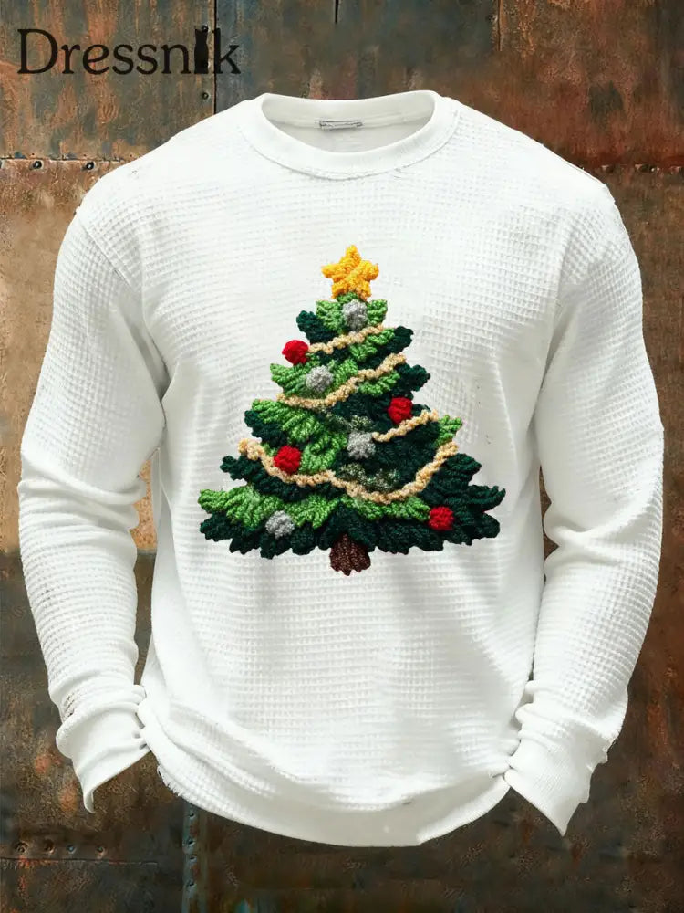 Herren Weihnachts-Waffel-Freizeit-T-Shirt Weiß / S