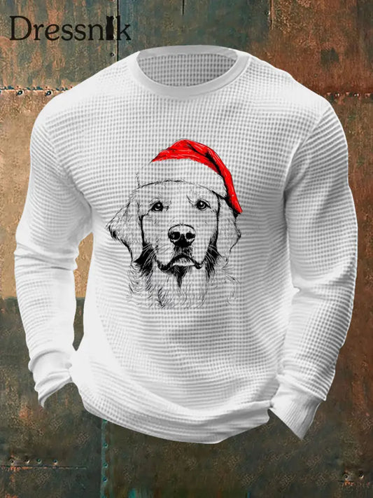 Herren-Weihnachts-Waffel-Top Weiß / S