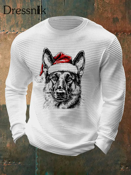 Herren-Weihnachts-Waffel-Top Weiß / S