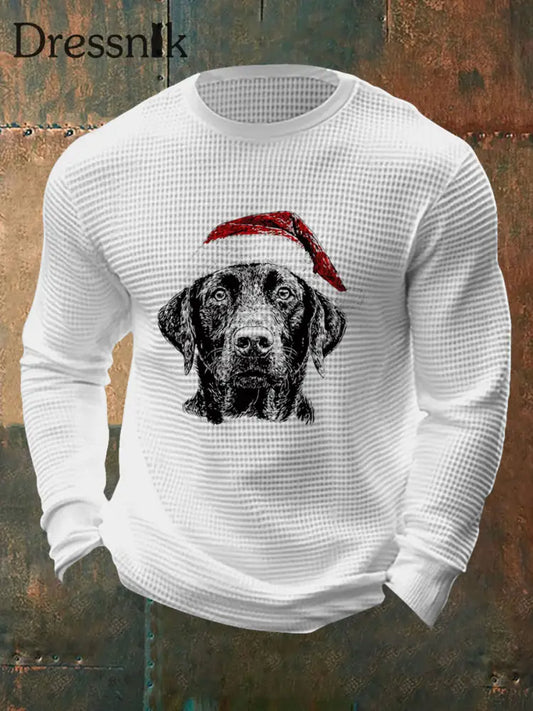 Herren-Weihnachts-Waffel-Top Weiß / S