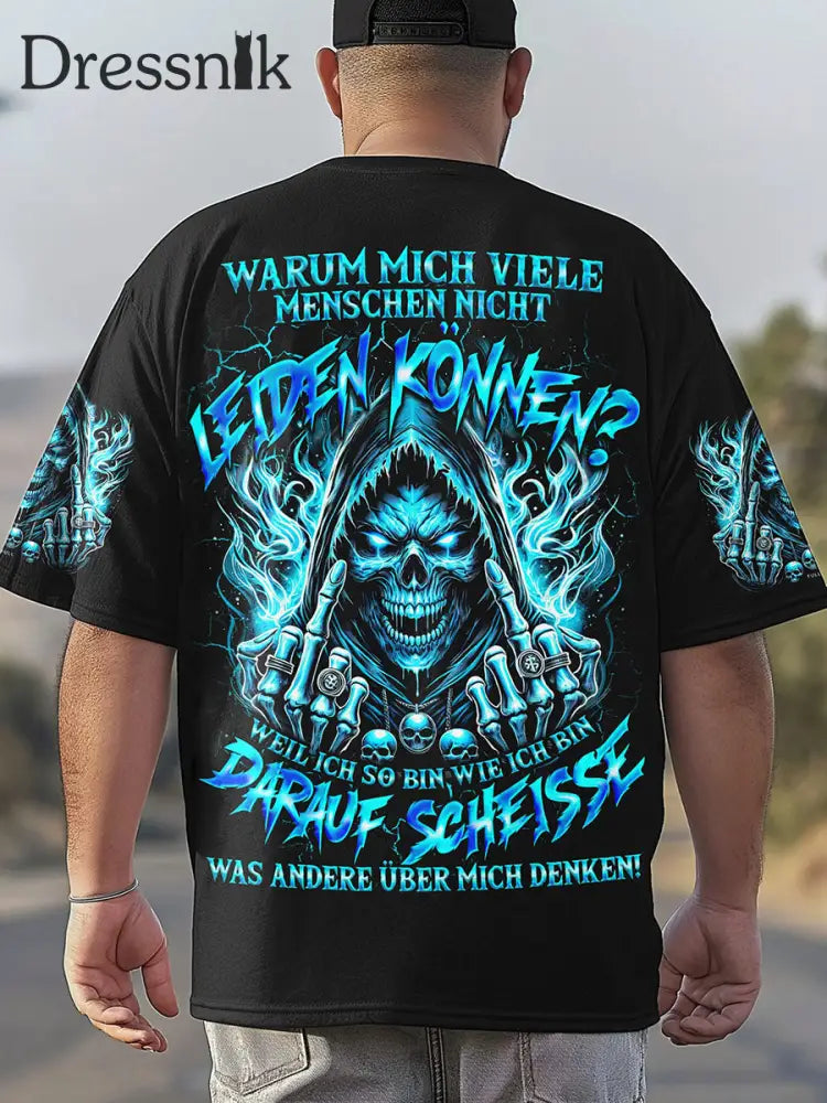 Herren WEIL ICH SO BIN WIE ICH BIN VOLL STÄNDIGER DRUCK Bedrucktes T-Shirt Schwarz / S