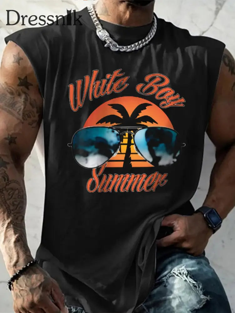 Herren Weißer Junge Sommer bedruckte Weste
