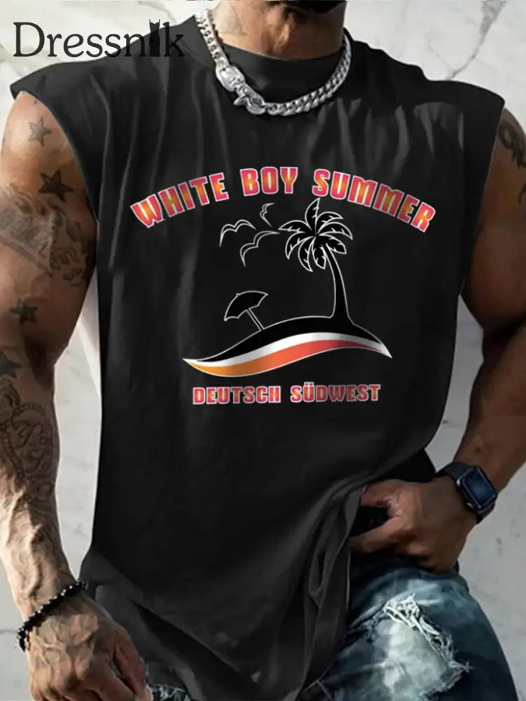 Herren Weißer Junge Sommer bedruckte Weste