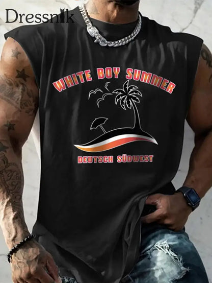 Herren Weißer Junge Sommer bedruckte Weste