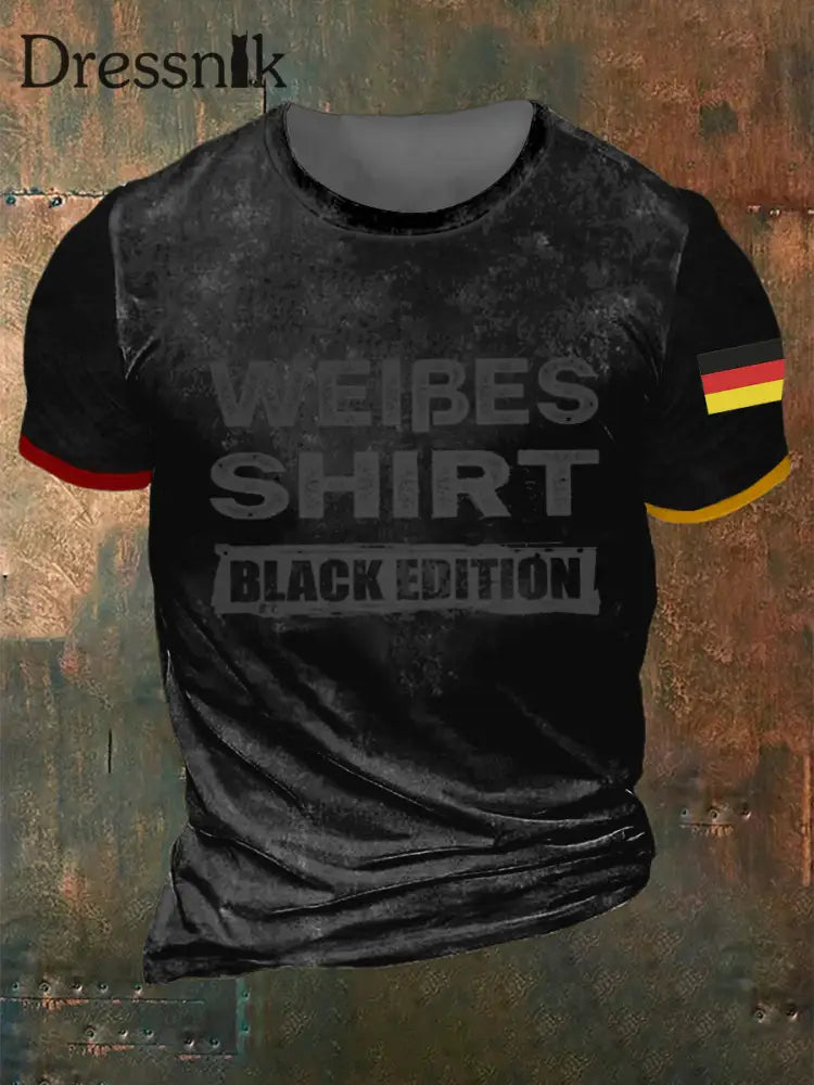 Herren Weißes Hemd Schwarz Edition Bedrucktes Kurzarm T-Shirt Schwarz / S