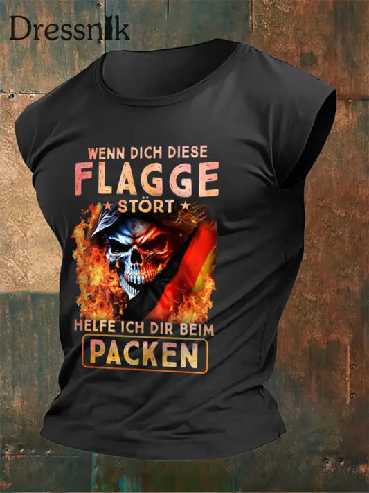 Herren Wenn dich die Flagge stört helfe ich dir beim packen Bedruckte Weste Schwarz / S