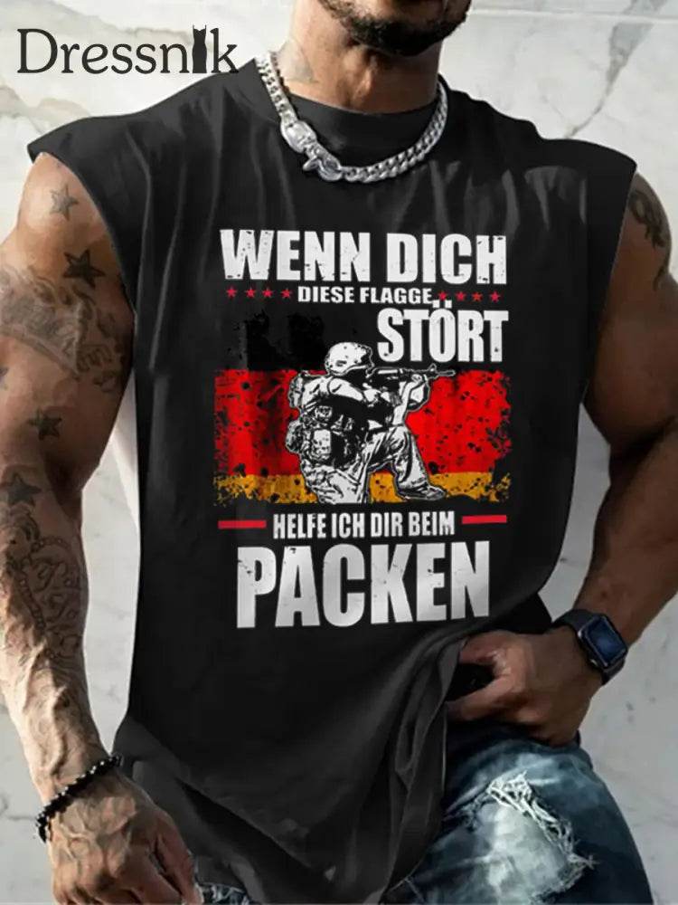 Herren Wenn dich die Flagge stört helfe ich dir beim packen bedruckte Westen Schwarz / S