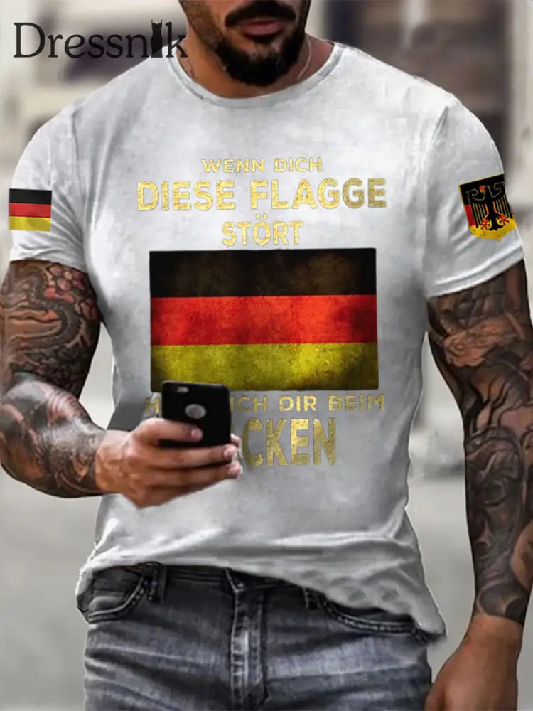 Herren Wenn dich diese flagge stört helfe ich dir im packen bedrucktes Kurzarm-T-Shirt Weiß / S