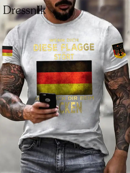 Herren Wenn dich diese flagge stört helfe ich dir im packen bedrucktes Kurzarm-T-Shirt Weiß / S