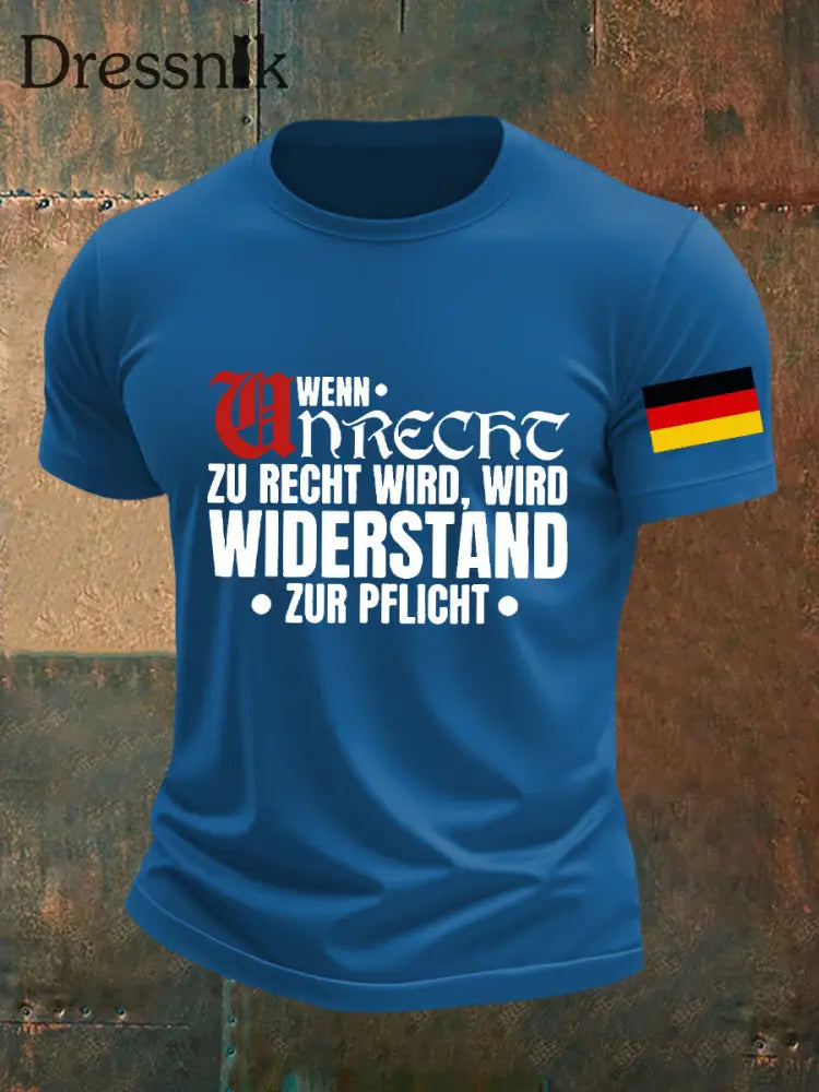 Herren Wenn Recht zu Unrecht wird bedrucktes T-Shirt Blau / S