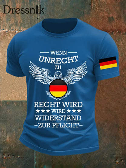 Herren Wenn Recht zu Unrecht wird bedrucktes T-Shirt Blau / S