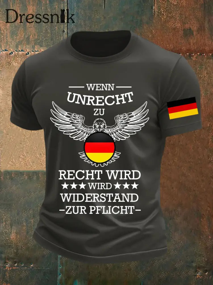 Herren Wenn Recht zu Unrecht wird bedrucktes T-Shirt Dunkelgrau / S