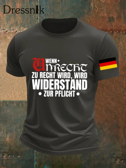 Herren Wenn Recht zu Unrecht wird bedrucktes T-Shirt Dunkelgrau / S