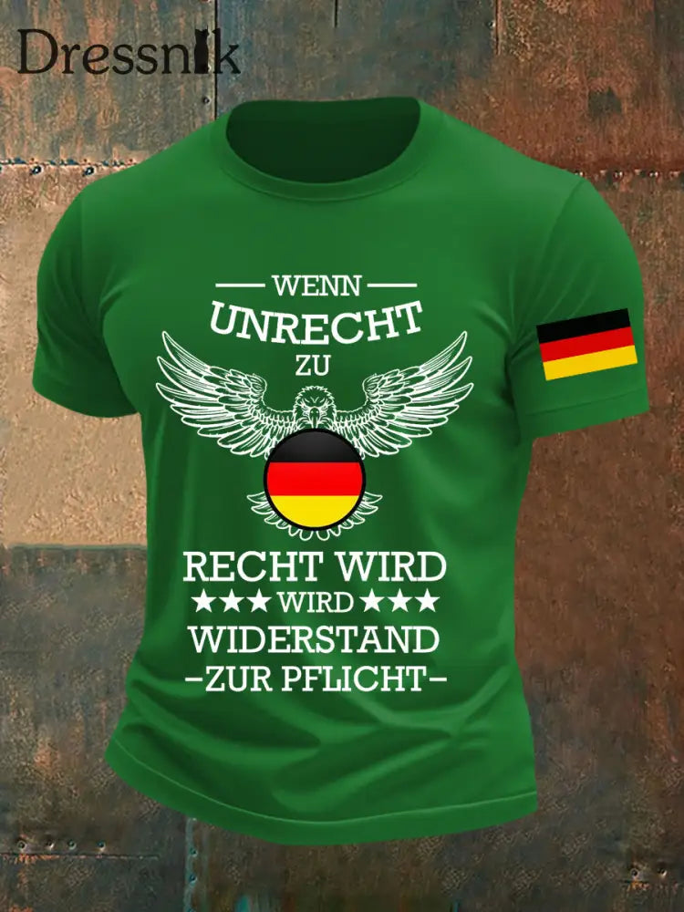 Herren Wenn Recht zu Unrecht wird bedrucktes T-Shirt Grün / S