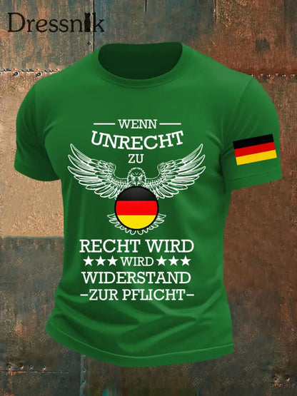 Herren Wenn Recht zu Unrecht wird bedrucktes T-Shirt Grün / S