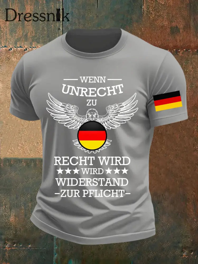 Herren Wenn Recht zu Unrecht wird bedrucktes T-Shirt Hellgrau / S