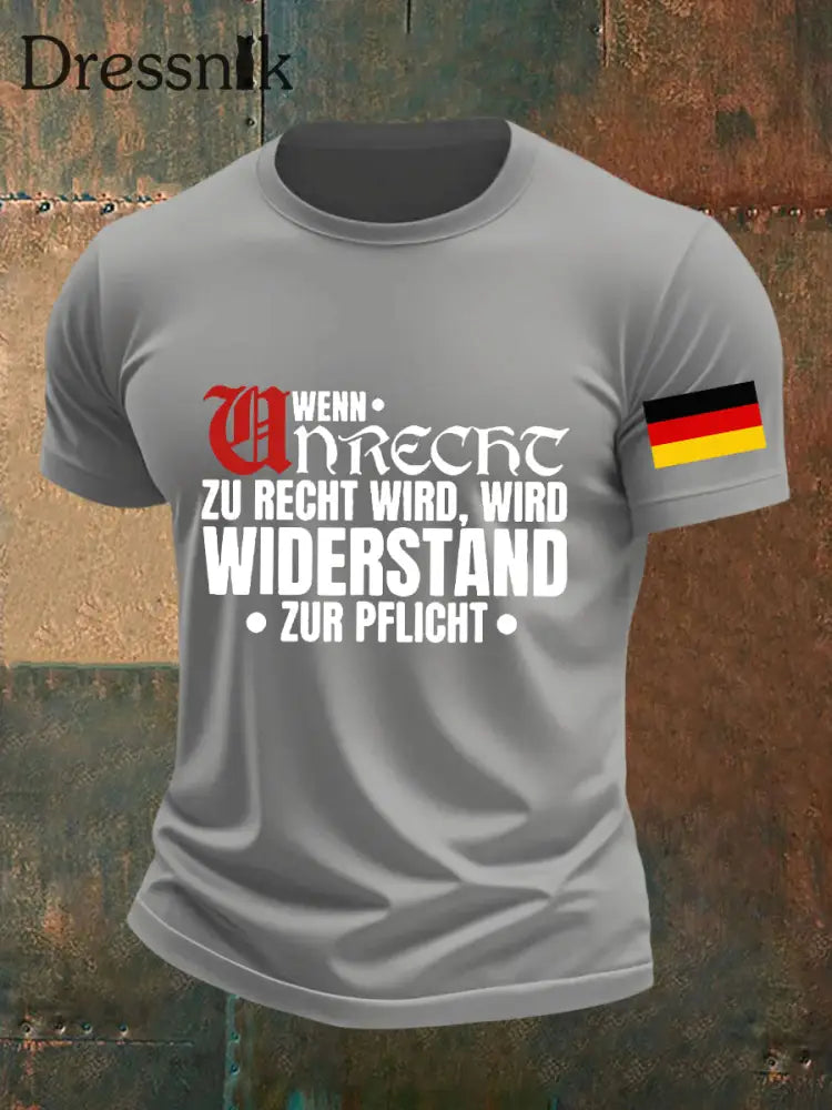 Herren Wenn Recht zu Unrecht wird bedrucktes T-Shirt Hellgrau / S