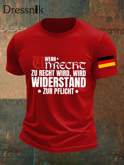 Herren Wenn Recht zu Unrecht wird bedrucktes T-Shirt Reines Rot / S