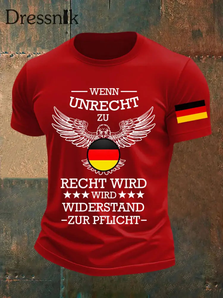 Herren Wenn Recht zu Unrecht wird bedrucktes T-Shirt Reines Rot / S