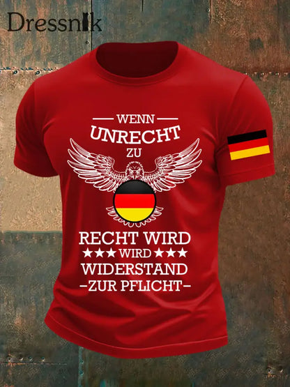 Herren Wenn Recht zu Unrecht wird bedrucktes T-Shirt Reines Rot / S