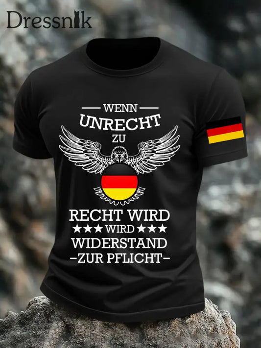 Herren Wenn Recht zu Unrecht wird bedrucktes T-Shirt Schwarz / S