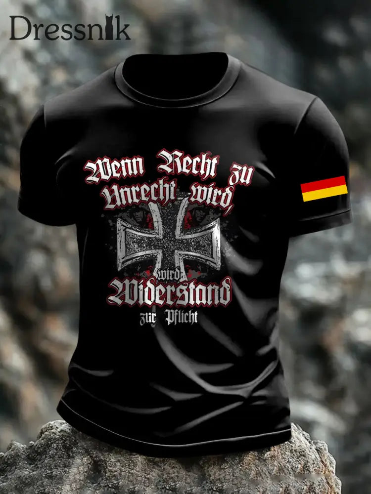 Herren Wenn Recht zu Unrecht wird bedrucktes T-Shirt Schwarz / S