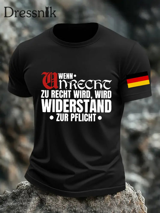 Herren Wenn Recht zu Unrecht wird bedrucktes T-Shirt Schwarz / S