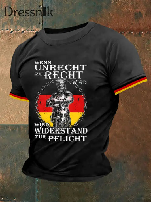 Herren Wenn Unrecht Zu Recht Herrgd Wider stand Zur Pflicht T-Shirt mit kurzen Ärmeln Schwarz / S
