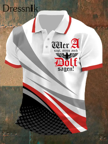 Herren Wer A sagt Muss Auch Dolf Sagen Kurzarm-Polo-Shirt Rot / S